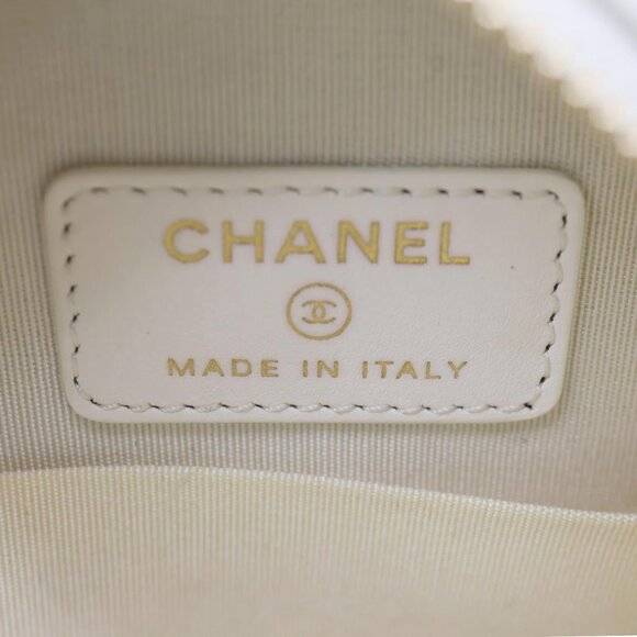 Chanel In The Loop Round Caviar Leather Clutch Crossbody Bag White - Picture 10 of 12